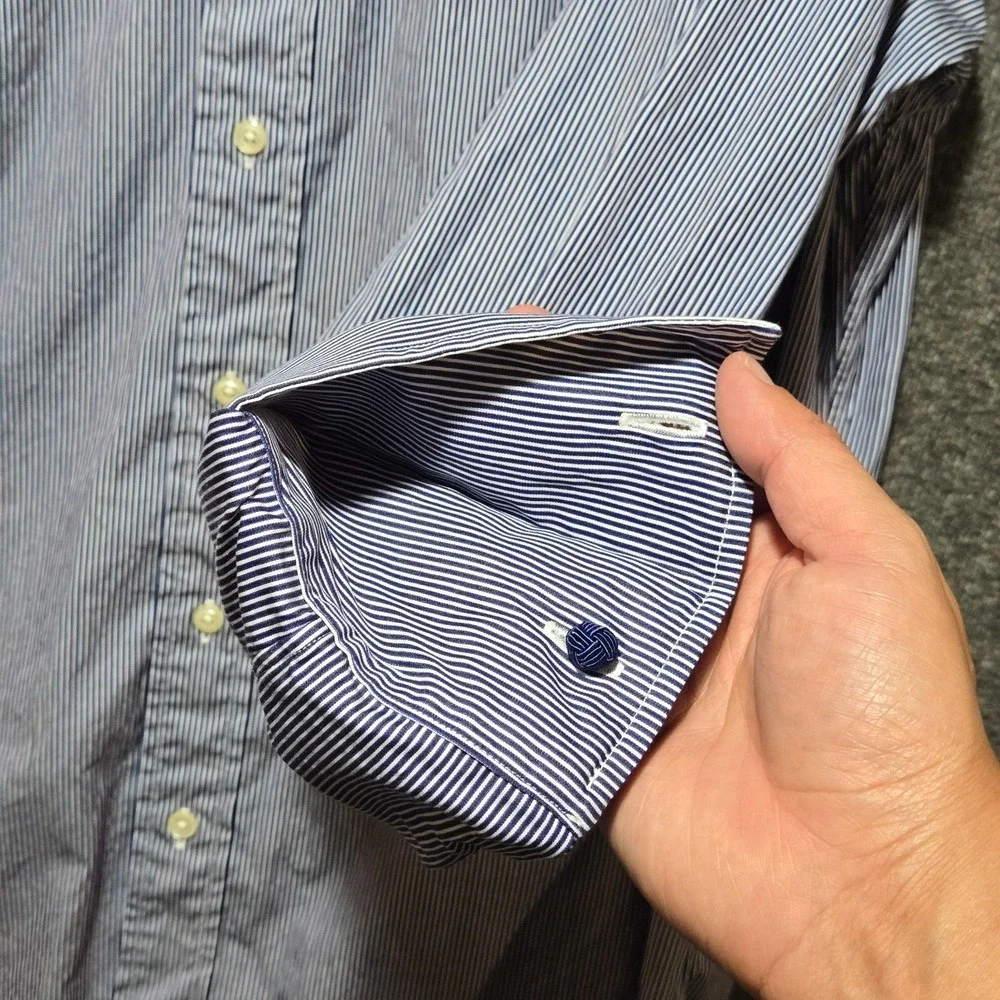 Polo Ralph Lauren Dress Shirt 15.5 32/33 Blue Striped Regent Custom Fit French